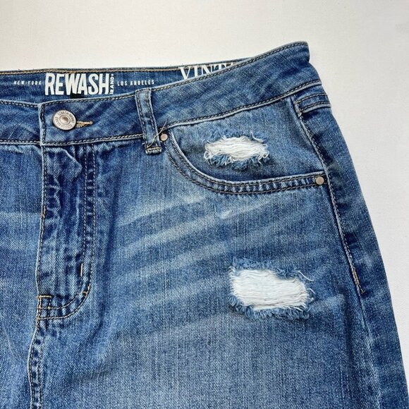 Rewash Brand Womens Vintage Reunion Jean Skirt Blue Mini Distressed Juniors 11 - Picture 3 of 10